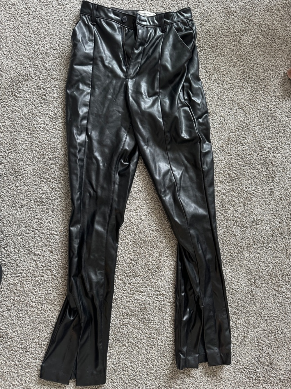 Abercrombie & Fitch Black High-Rise Skinny Faux Leather Pants